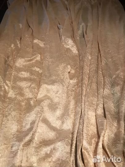 Тюль золотистого цвета с лентой, 6 м на 2,5 м