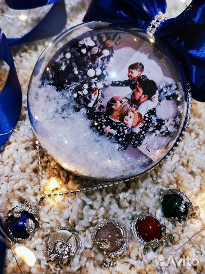 Шар с фото елочный ручная работа подарок игрушка