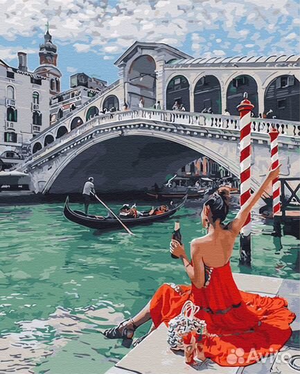 Картины по номерам одинокая брюнетка В венеции ZX