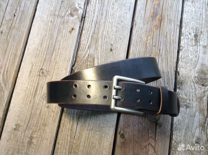 Ремень мужской кожаный с двухшпеньковой пряжкой