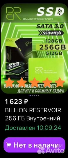 SSD BillionReservoir 256 gb