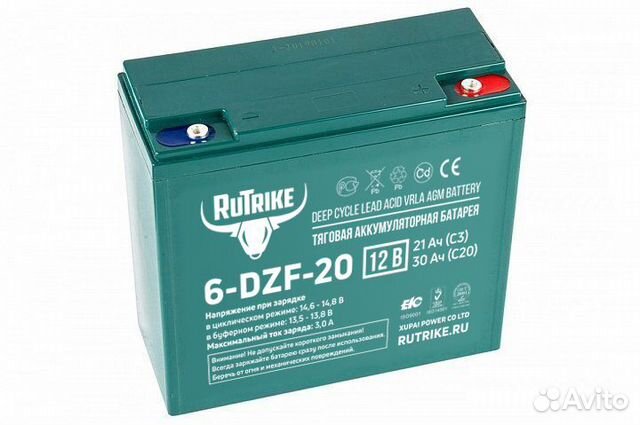 Аккумулятор тяговый 6-DZM-20 GEL 12В 30Ач купить в Москве Rutrike 6-DZM ...