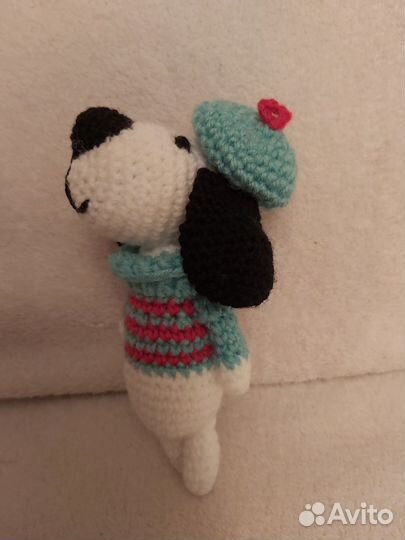 Вязаная игрушка Собачка в шапочке