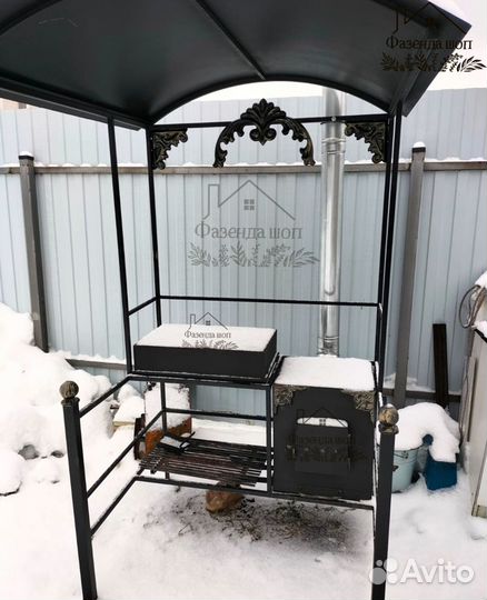 Мангал с печью под казан