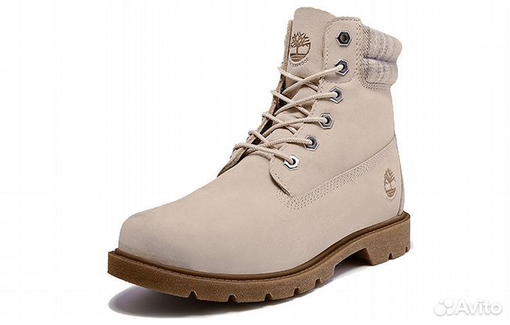 Timberland Lindon Woods 6 Inch Waterproof Boot 'Beige Nubuck And Printed Collar' Women's (38,5)