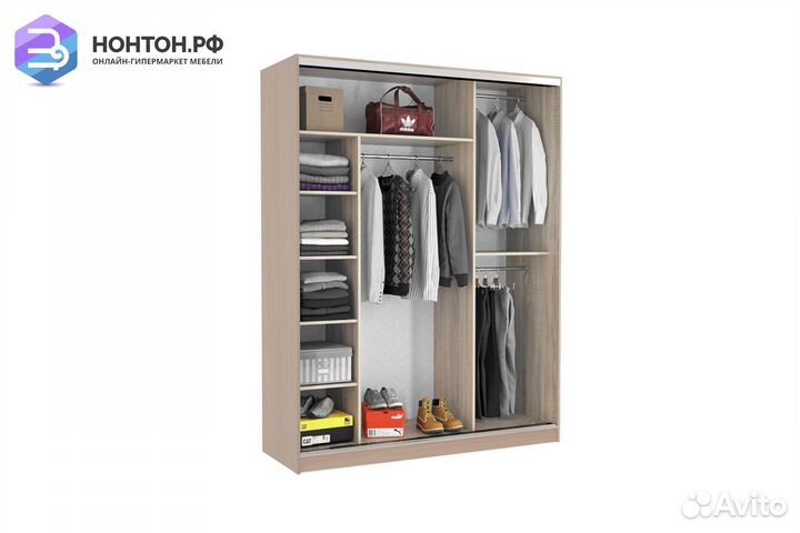 Шкаф-купе Бассо 4-600 бабочки дуб млечный