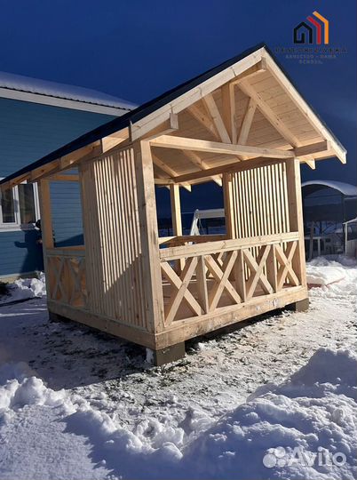 Беседка из сосны. Доставка