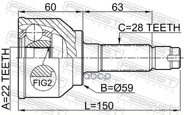 Шрус наружный 22x59x28 (mazda 3 BK 2003-2008) F