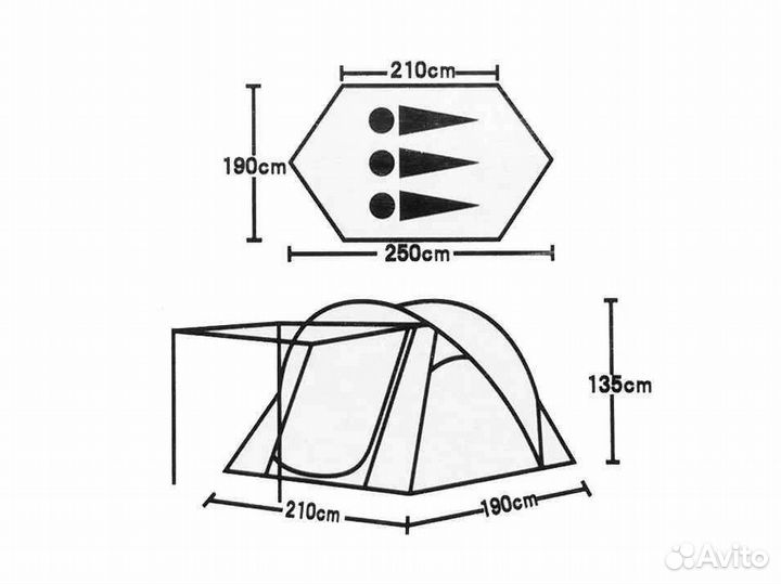 Палатка туристическая 3х местная