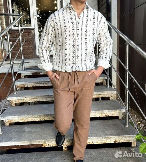 Летний костюм Рубашка+Штаны+Лофферы