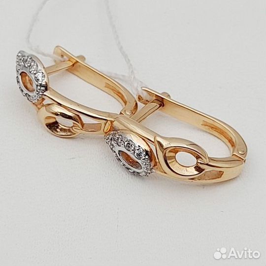 Серьги с синтетическим камнем Золото