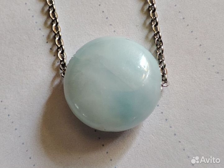 Ларимар кулон на металлической цепочке