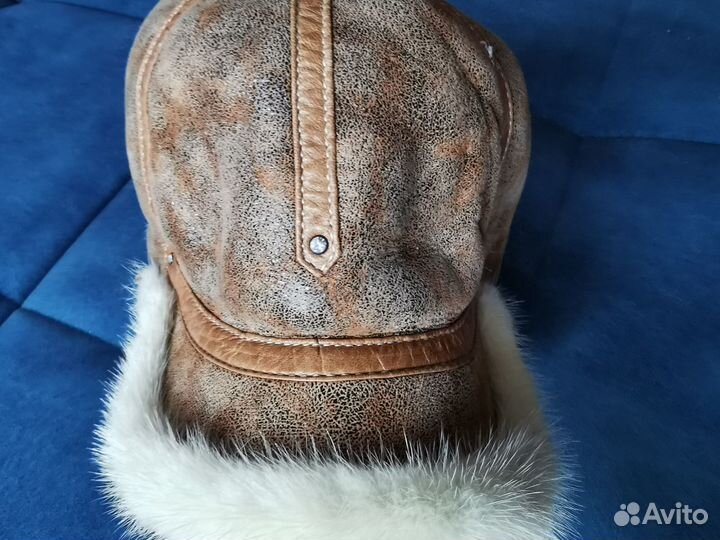 Шапка-ушанка из овчины с норкой