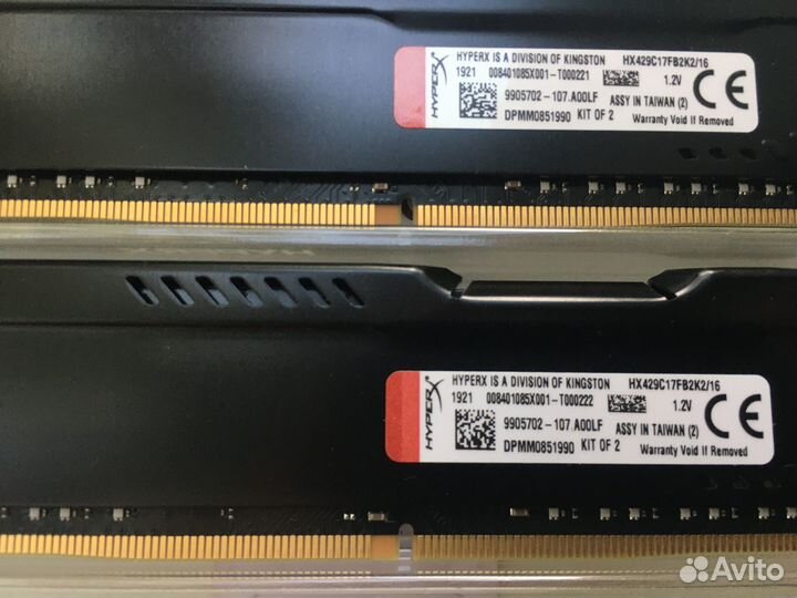 Оперативная память DDR4 Kingston HyperX fury 2x8GB