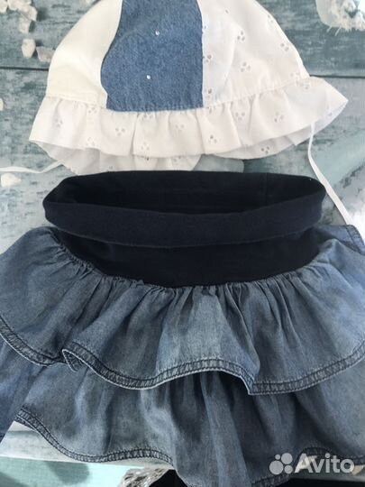 Юбка-шорты и панамка 80 см (12-18 мес)