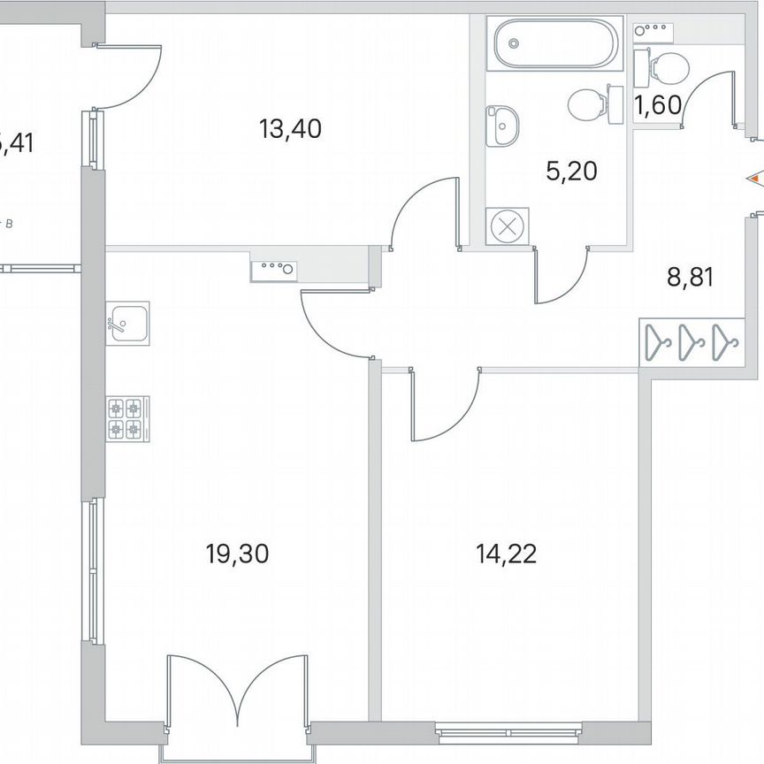 2-к. квартира, 65,2 м², 3/4 эт.