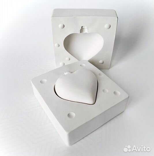 Гипсовая форма для керамики -Сердечко