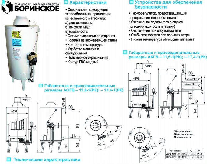 Газовый котел отопительный Боринское аогв 17,4