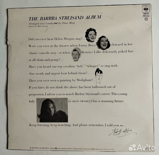 Винтажная виниловая пластинка LP The Barbra Streis