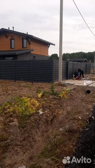 Забор из профнастила с металлическими столбами кач