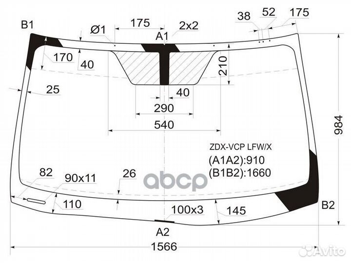 Стекло лобовое acura ZDX 10-13 zdxvcplfwx XYG