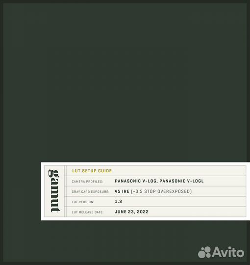 Gamut.io Panasonic baseluts for V-Log / V-LogL