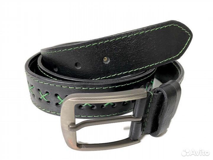 Ремень кожаный “Bear” 776 с прошивкой нитками