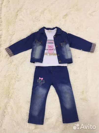 Джинсовый костюм + майка