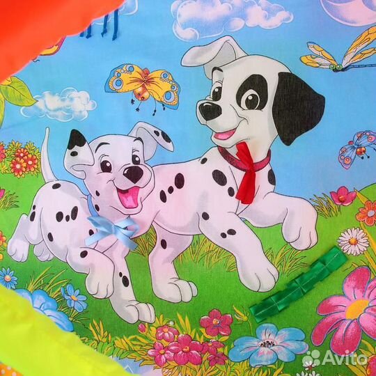 Большой детский коврик развивающий, 4 игрушки