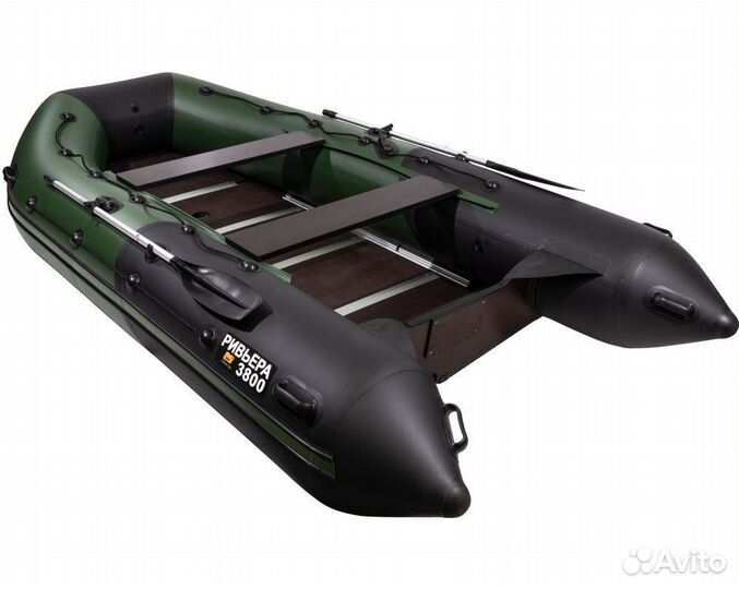 Надувная лодка Ривьера Максима 3800 ск зелено-черн
