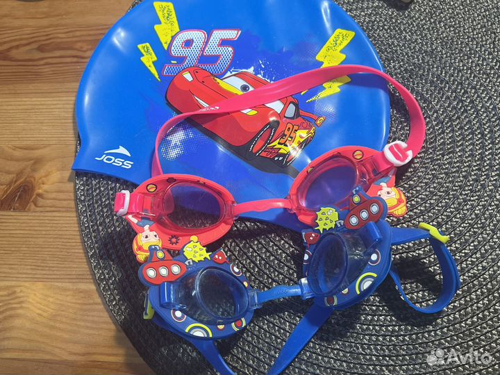 Очки для плавания 2, шапочки, наруканики