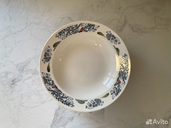 Тарелки зик Конаково Снегири СССР фаянс 6 шт