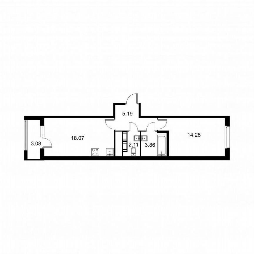 1-к. квартира, 44,9 м², 4/9 эт.