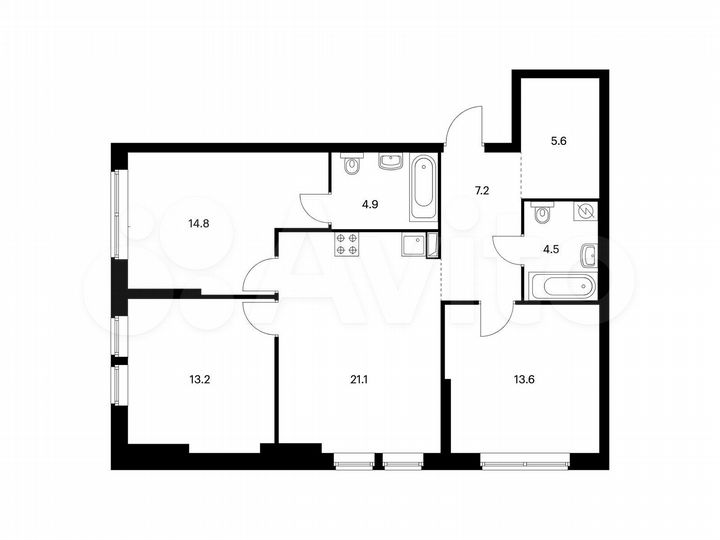 3-к. квартира, 84,9 м², 18/32 эт.