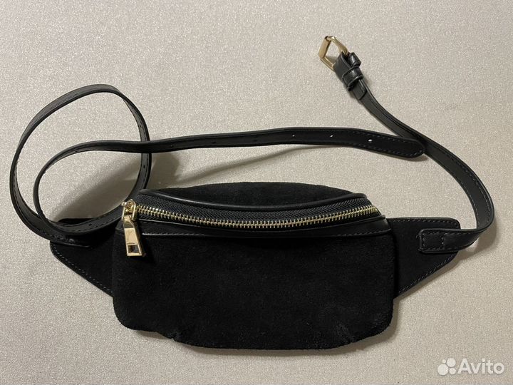 Поясная замшевая сумка mango