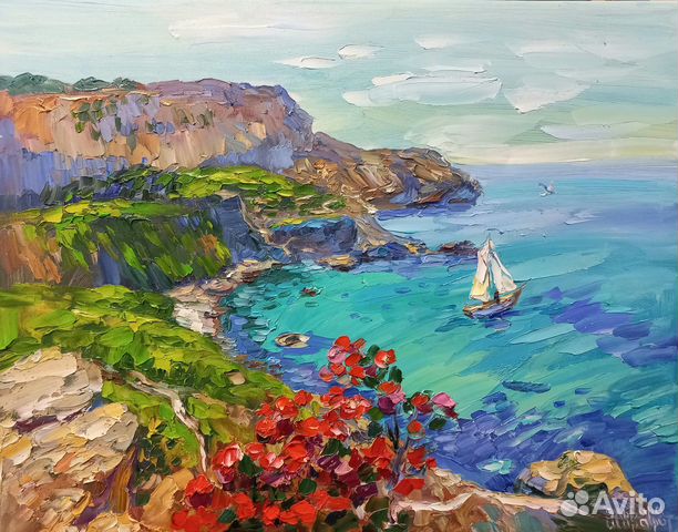 Картина на холсте,Крымский пейзаж,масло,холст