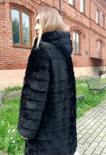 Норковая шуба трансформер 110 см 4 в 1 с капюшоном