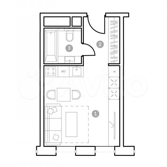 Апартаменты-студия, 26,2 м², 12/20 эт.
