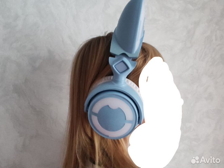 Наушники с кошачьими ушками голубые