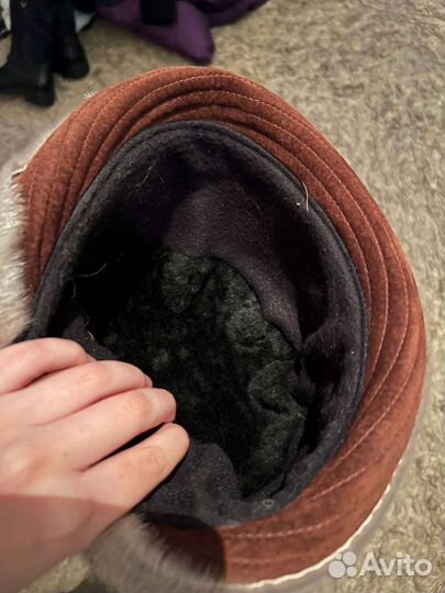 Шляпа женская,утеплёная,замшевая(не носилась)