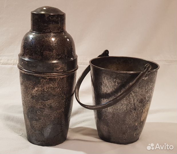 Антикварный шейкер с ведерком для льда