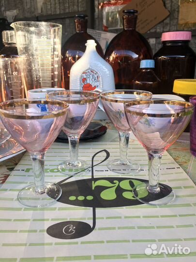 Бокалы розовое стекло СССР 4 шт
