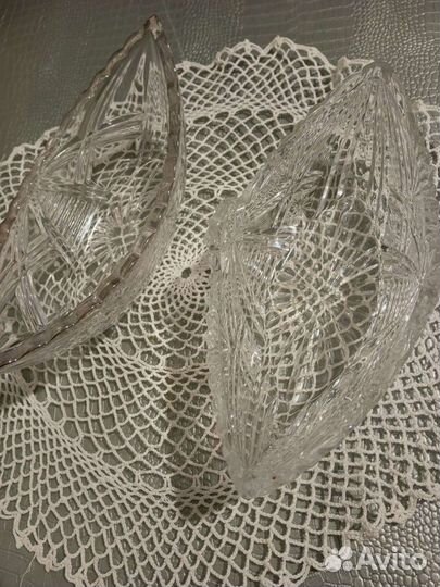 Хрустальная ладья СССР новое 21х10х8см:22х7х9см