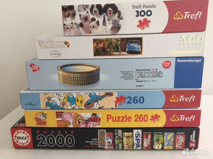 Пазлы от 30 до 2000 элементов, есть 3D