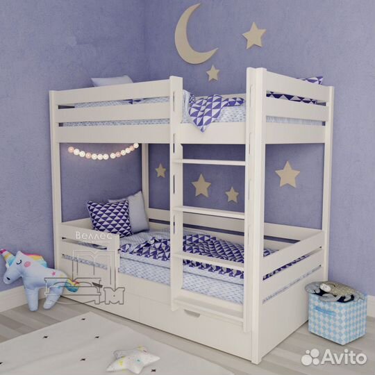Кровать двухъярусная деревянная массив новая