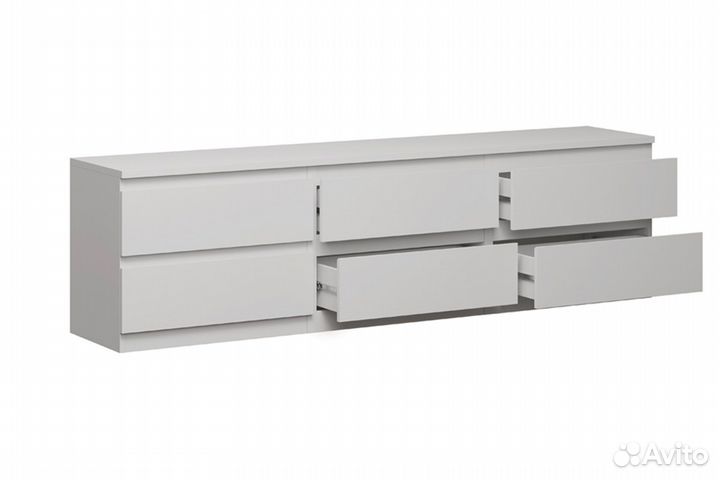 Тумба 6 ящиков 2 метра Белая Новая