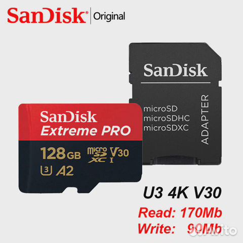 Карта памяти microSD SanDisk Extreme Pro 128 Gb