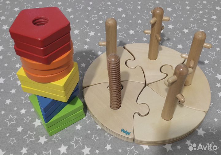 Большой деревянный пазл-сортер для малышей