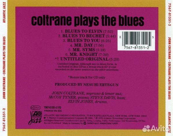 John Coltrane - Coltrane Plays The Blues (CD)