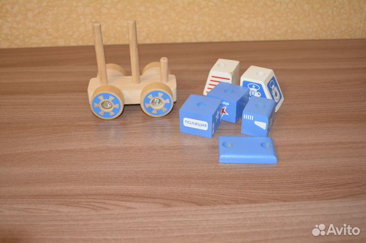 Деревянная машинка Alatoys Конструктор-каталка